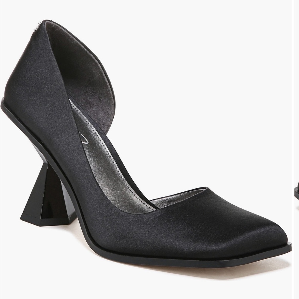 Sam Edelman Black Satin D'Orsay Heel with Silver Insole